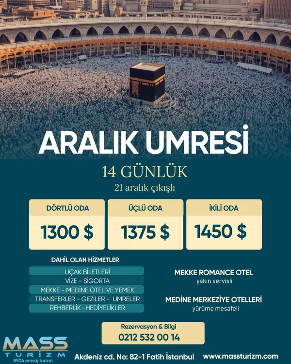 aralık umre, 14 günlük umre, 2025 umre